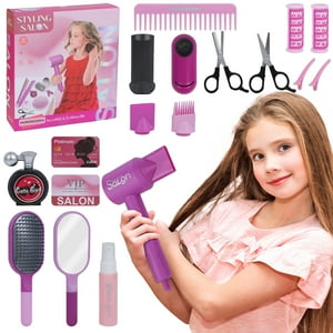 Kids Hair Salon Toys, Barber Playset Pretend Play Make Up and Styling Toy Set for Girls 3-5 EXERCISE N PLAY