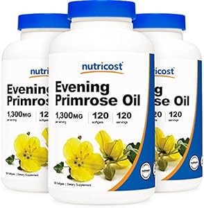 Nutricost Evening Primrose Oil 1,300mg, 120 Softgels (Мягкие капсулы) (3 Bottles) - Non-GMO, Gluten Free, 120 Servings (Порции) Nutricost