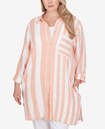 Plus Size Woven Linen-Blend Shirt Dress Ruby Rd.
