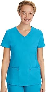 Healing Hands Women's Scrub Top V-Neck with 2 Pockets, 2-Way Stretch, and Yoga Knit Side Panels for Slim Fit 2245 Healing Hands