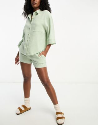 Зеленый короткий пижамный комплект из хлопка Chelsea Peers Chelsea Peers