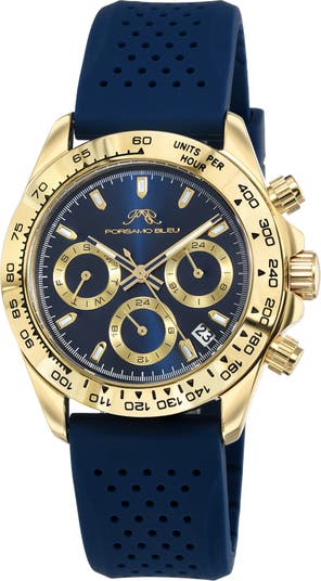Женские часы Alexis Chronograph Sport, синий силикон, 37 мм Porsamo Bleu