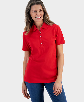 Женская хлопковая рубашка-поло с короткими рукавами, созданная для Macy's Style & Co