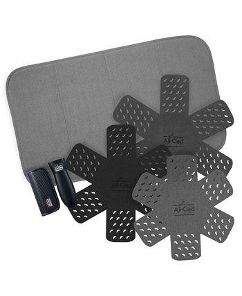 Полиэфирный силикон, защитные чехлы для посуды из 6 предметов, силиконовая ручка, набор ковриков для сушки посуды ALL-CLAD