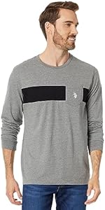 U.S. Polo Assn. Long Sleeve Tee Engineer Chest w/Pocket Campus Heather Grey MD U.S. Polo Assn.