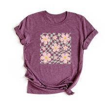 Wavy Checkered Flowers Short Sleeve Graphic Tee Simply Sage Market