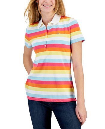 Женская хлопковая рубашка поло в разноцветную полоску Tommy Hilfiger