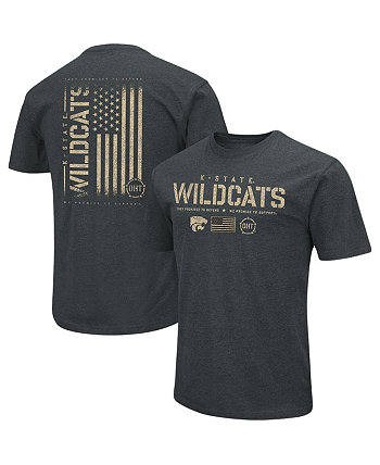 Мужская футболка с меланжевым черным принтом Kansas State Wildcats OHT в стиле милитари с флагом 2.0 Colosseum