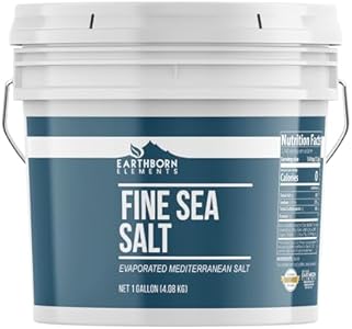 Earthborn Elements Fine Sea Salt, 1 Gallon Bucket, Sourced from Spain, Pure Ground, Baking & Cooking Earthborn Elements