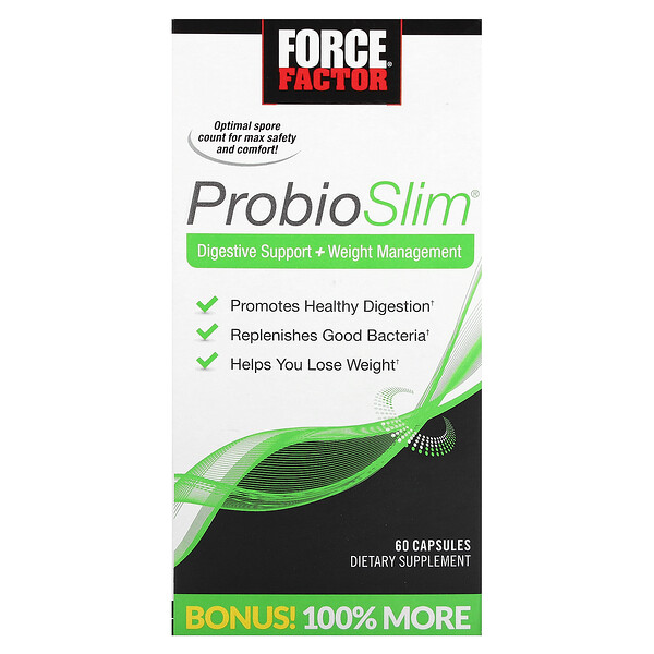 ProbioSlim, Поддержка Пищеварения + Контроль Веса - 60 капсул - Force Factor Force Factor