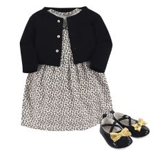 Хлопковое платье, кардиган и обувь для маленьких девочек Little Treasure, комплект из 3 предметов, леопардовый Little Treasure