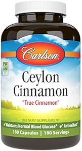 Carlson - Ceylon Cinnamon, Cinnamon Supplements, 500 mg, Cinnamon Extract Pills, Ceylon Cinnamon Capsules, 180 capsules Carlson