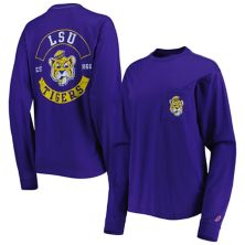 Женская студенческая лига Лига Фиолетовая футболка с длинным рукавом LSU Tigers с объемными карманами League Collegiate Wear