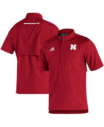 Мужская куртка Scarlet Nebraska Huskers 2021 Sideline AEROREADY с короткими рукавами и молнией в полоску Adidas