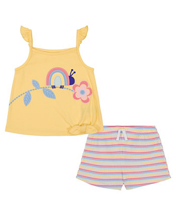Baby Girls Tie-Front Tank Top & Striped Drop-Needle Shorts, 2 Piece Set Kids Headquarters