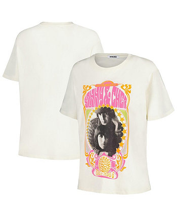 Women's Cream Distressed Sonny & Cher Melody Fair Boyfriend T-shirt Daydreamer