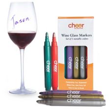 Коллекция Cheer Metallic Colors Маркеры для бокалов для вина, упаковка из 5 моющихся ручек, легко стираются, быстро сохнут Cheer Collection