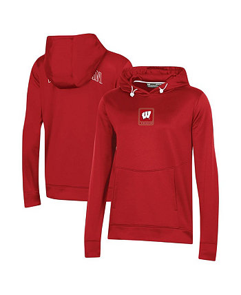 Women's Red Wisconsin Badgers 2023 Sideline Performance Pullover Hoodie Under Armour