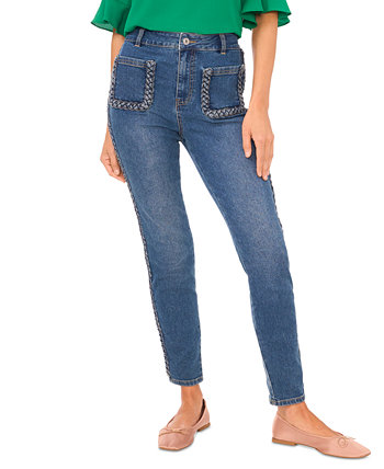 Женские джинсы скинни с плетеными накладными карманами CeCe