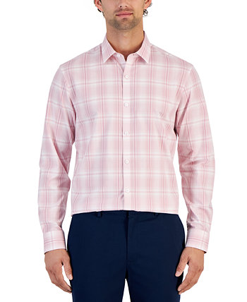 Мужская рубашка на пуговицах с длинными рукавами и клетчатым принтом, созданная для Macy's Alfani