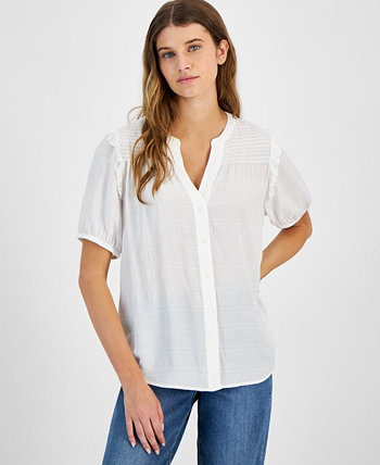 Women's Smocked Textured Blouse Tommy Hilfiger