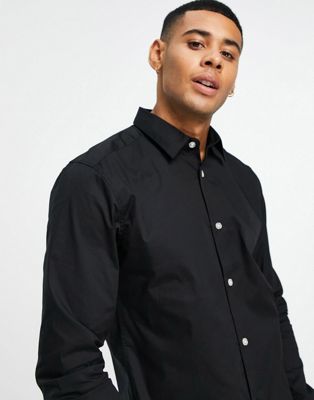 Черная эластичная рубашка с длинными рукавами Only & Sons Only & Sons