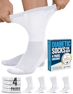 Doctor's Select Diabetic Socks for Men - 4 Pairs Crew Diabetic Neuropathy Socks for Men | Diabetic Socks for Men 9-12 Doctor"s Select