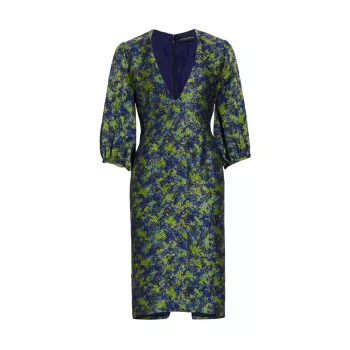 The Blue's Jacquard Puff-Sleeve Dress Frederick Anderson