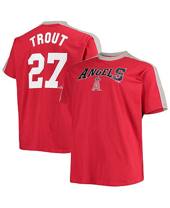 Мужская футболка Mike Trout Red and Silver Los Angeles Angels Big and Tall Fashion Piping Player Profile