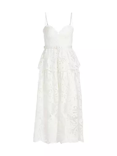 Lace Cotton Tiered Midi-Dress Self-Portrait