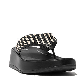 Женские сандалии F-Mode из плетеной кожи на плоской платформе с носком FitFlop