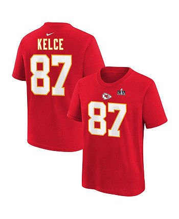 Красная футболка для мальчиков с именем и номером Трэвиса Келси «Канзас-Сити Чифс», Суперкубок LVIII Nike