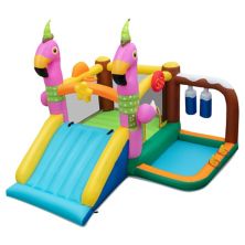 7-in-1 Flamingo Inflatable Bounce House with Slide without Blower Slickblue