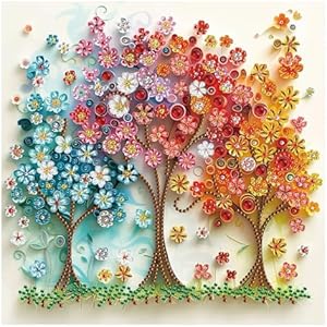 Tontut 5D Diamond Art Painting Kit, Autumn Flower Tree DIY Diamond Art Adult Set Mosaic Crafts, Suitable for Home, Office Wall Decoration, can be Packaged as Gifts for Friends Tontut