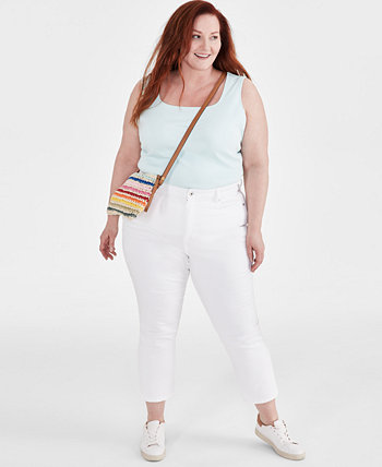 Plus Size High-Rise Cuff Capri Jeans, Created for Macy's Style & Co