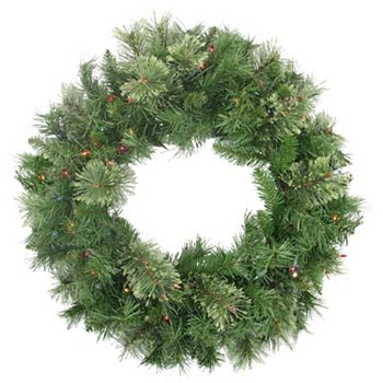 Northlight Pre-Lit Mixed Cashmere Pine Artificial Christmas Wreath with Multi-Color Lights Northlight