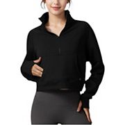 Women's Cropped Half-Zip Pullover with Front Pocket Anna-Kaci