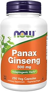 NOW Foods Supplements, Panax Ginseng (Root) 500 mg, Adaptogenic Herb*, 100 Veg Capsules NOW Foods