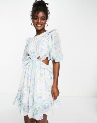 Разноцветное чайное платье с открытой спиной и вырезом In The Style x Lorna Luxe In The Style