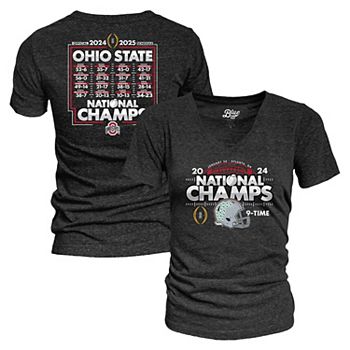 Women's Blue 84 Black Ohio State Buckeyes College Football Playoff 2024 National Champions Schedule T-Shirt Blue 84