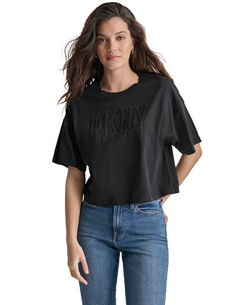 Women's Cropped-Fit Short-Sleeve Logo T-Shirt DKNY