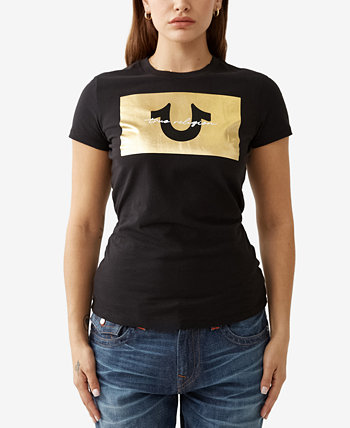 Хлопковая футболка с металликом и графикой True Religion
