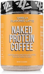 Naked Nutrition Mocha Latte Protein Coffee - Premium Instant Coffee - Protein Shake, Iced Coffee, Protein Drinks, Delicious Keto Friendly and Gluten Free, 17 Servings Naked Nutrition