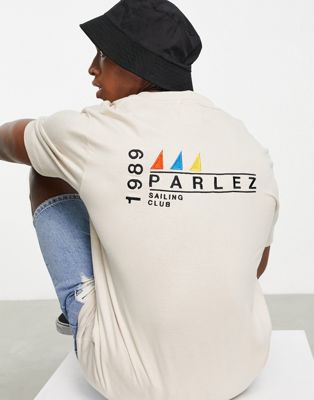 Бежевая футболка с принтом Parlez Corsair Parlez