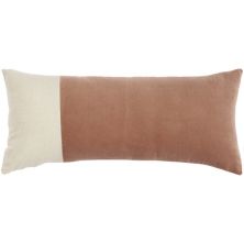 Mina Victory Life Styles Cotton Velvet Linen Colorblock 14&#34; x 32&#34; Indoor Throw Pillow RugMarketPlace