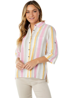 Хлопковая рубашка Carly Linen в полоску с пуговицами спереди Lisette L Montreal