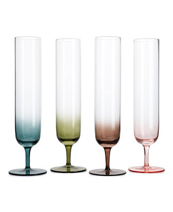 Разноцветные красивые флейты для шампанского, набор из 4 шт. The Wine Savant