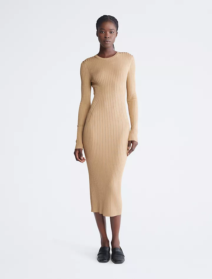 Платье-свитер миди в рубчик Calvin Klein