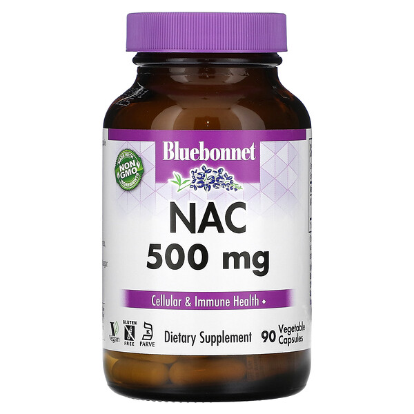 NAC, 500 мг - 90 растительных капсул - Bluebonnet Nutrition Bluebonnet Nutrition