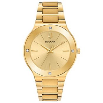 Bulova Futuro Millennia Men's Gold Tone Stainless Steel Diamond Accent Bracelet Watch Bulova